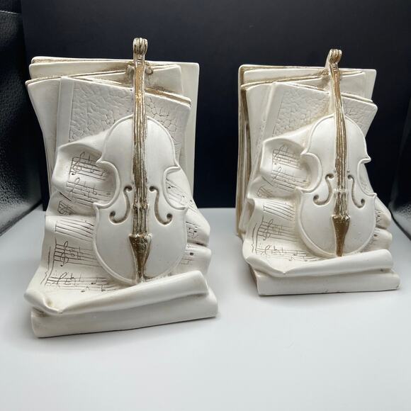 Universal Statuary Corp Classical Music Bookends 1964 Violin Cello Concertos - Picture 11 of 13